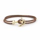 Anchor moka leather bracelet 18k gold over brass