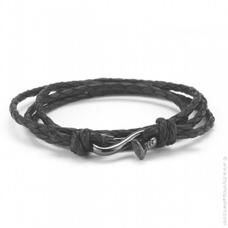 Nail wrap black braided bracelet