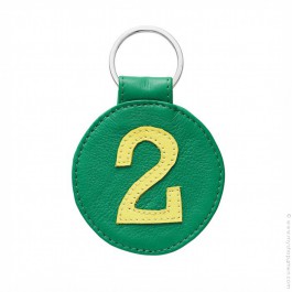 Porte clé en cuir n°2 vert et jaune