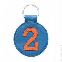Blue and orange Leather keychain n°2