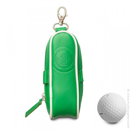 Etui balles de golf en cuir vert