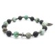 Skull bracelet with onyx and green turquoise