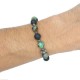 Skull bracelet with onyx and green turquoise