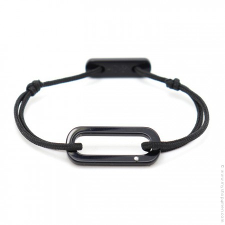 Bracelet oval noir cordon noir